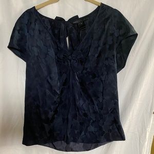V Neck Silk Blouse with Bow Details